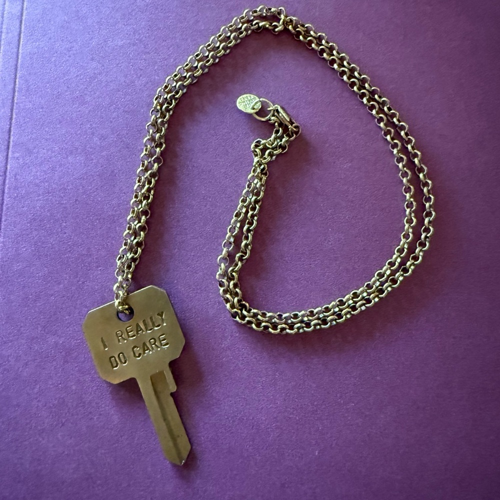 The Giving Key- Gold Key Pendant Necklace- I Really Do Care